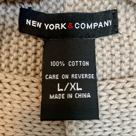 🆕 NY & CO Neutral Chunky Knit Cocoon Kimono Cardi - Picture 7 of 7